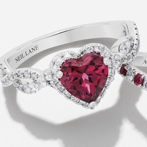 Neil Lane Rhodolite Garnet & Diamond Ring 1/2 Cut Round Cut 14k White Gold